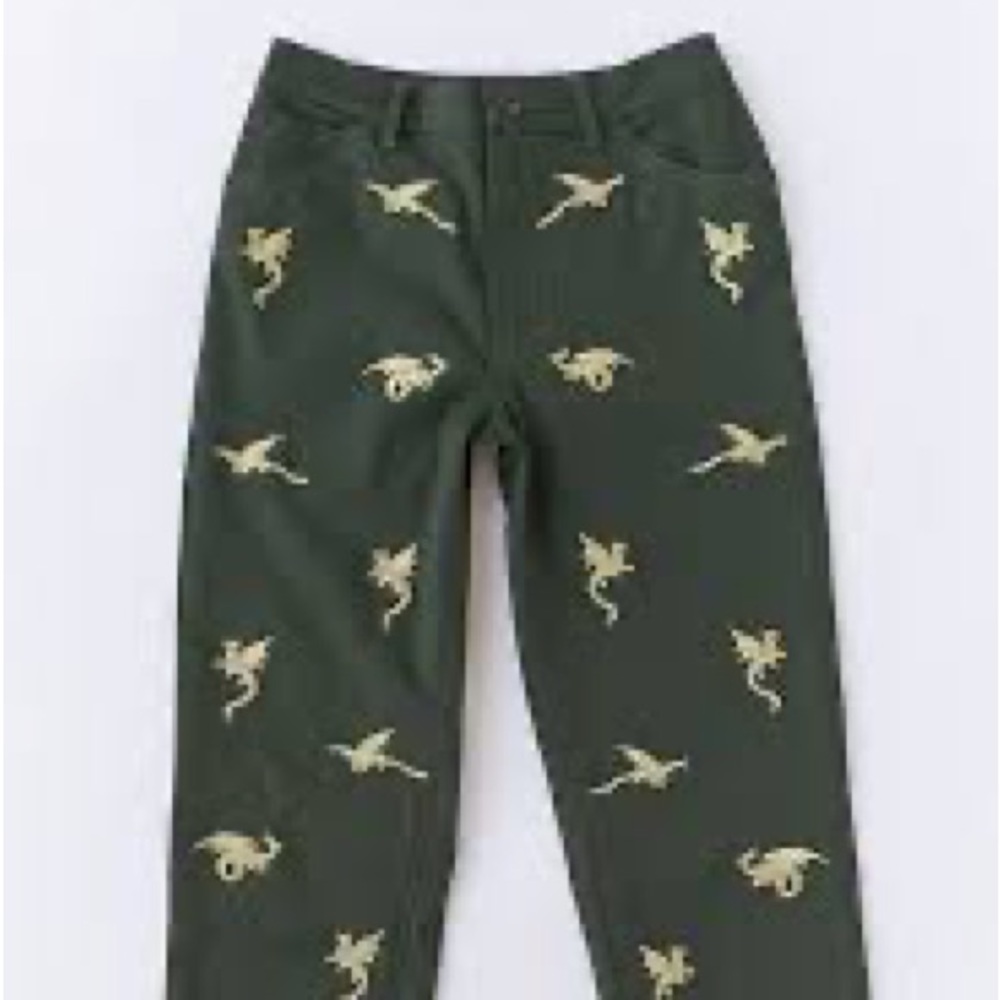 Hot Lava Dragon Embroidered Pants